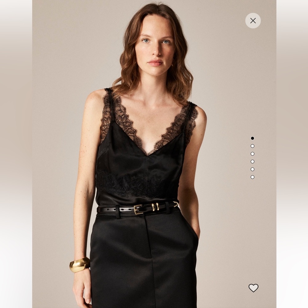 J. Crew Lace-Trim Tank Top in Luster Charmeuse